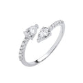 Sterling Silver Cross-Over Pear Shape Cubic Zirconias Ring