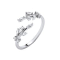 Sterling Silver Cross-Over Olive Tree Cubic Zirconias Ring