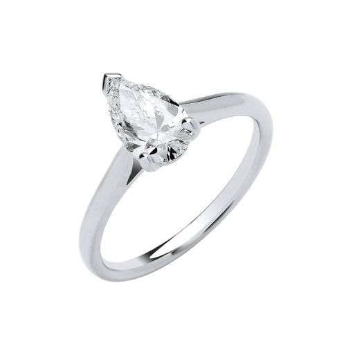 18ct White Gold 1.00ctw Pear Cut Lab Grown Diamond Ring IGI Certified