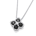 Black Four Leaf Clover Cubic Zirconia Sterling Silver Necklace
