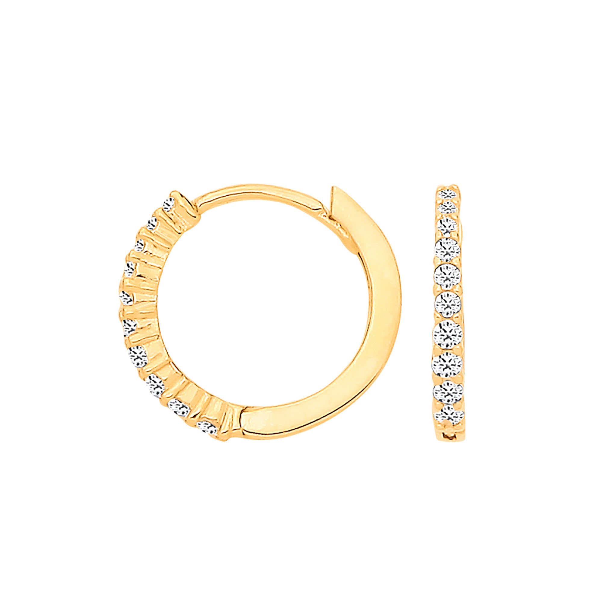 9ct Yellow Gold Claw Set Cubic Zirconias Small Huggies