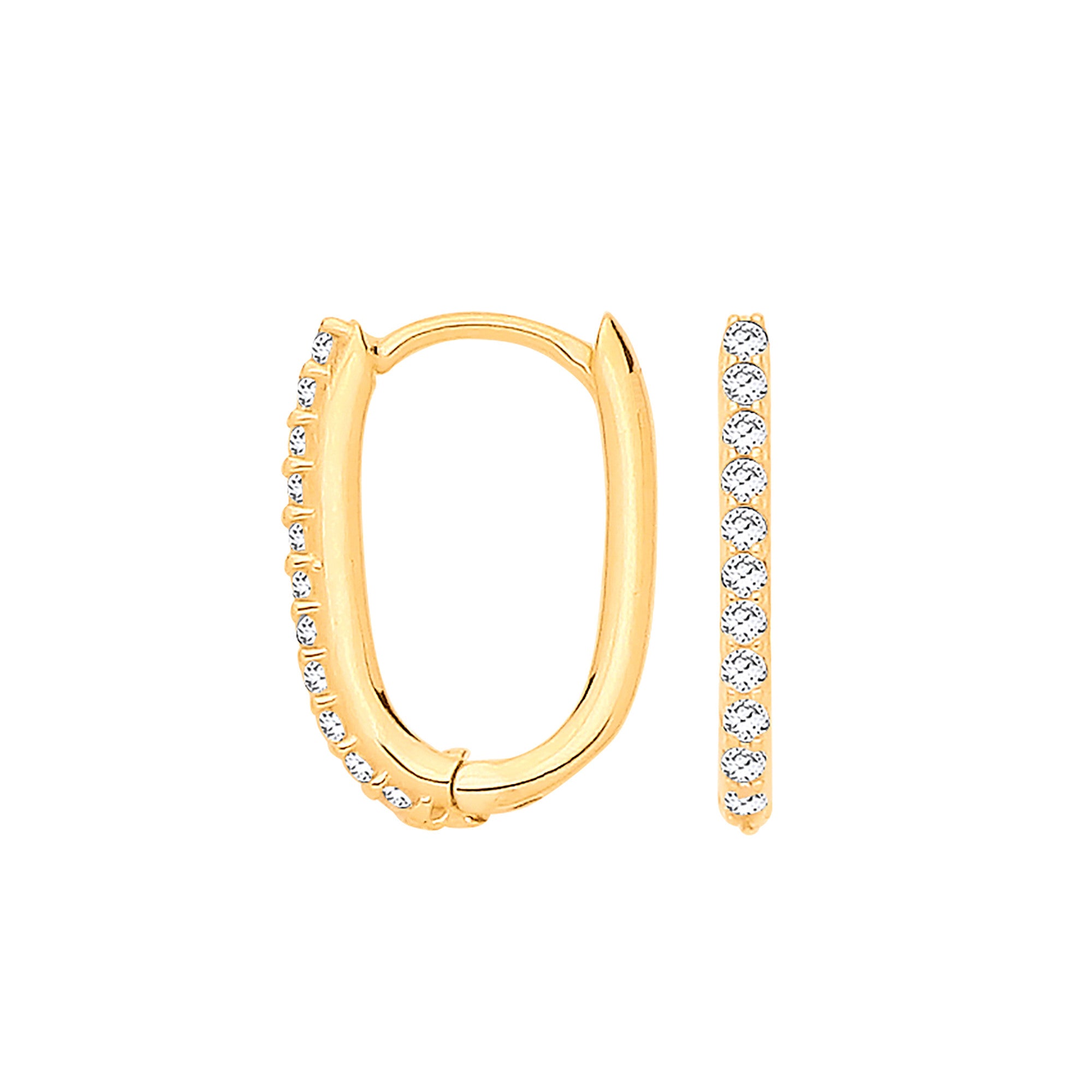 9ct Yellow Gold Small J Huggies with Cubic Zirconias