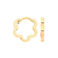 9ct Yellow Gold Small Flower Shaped Plain Huggies