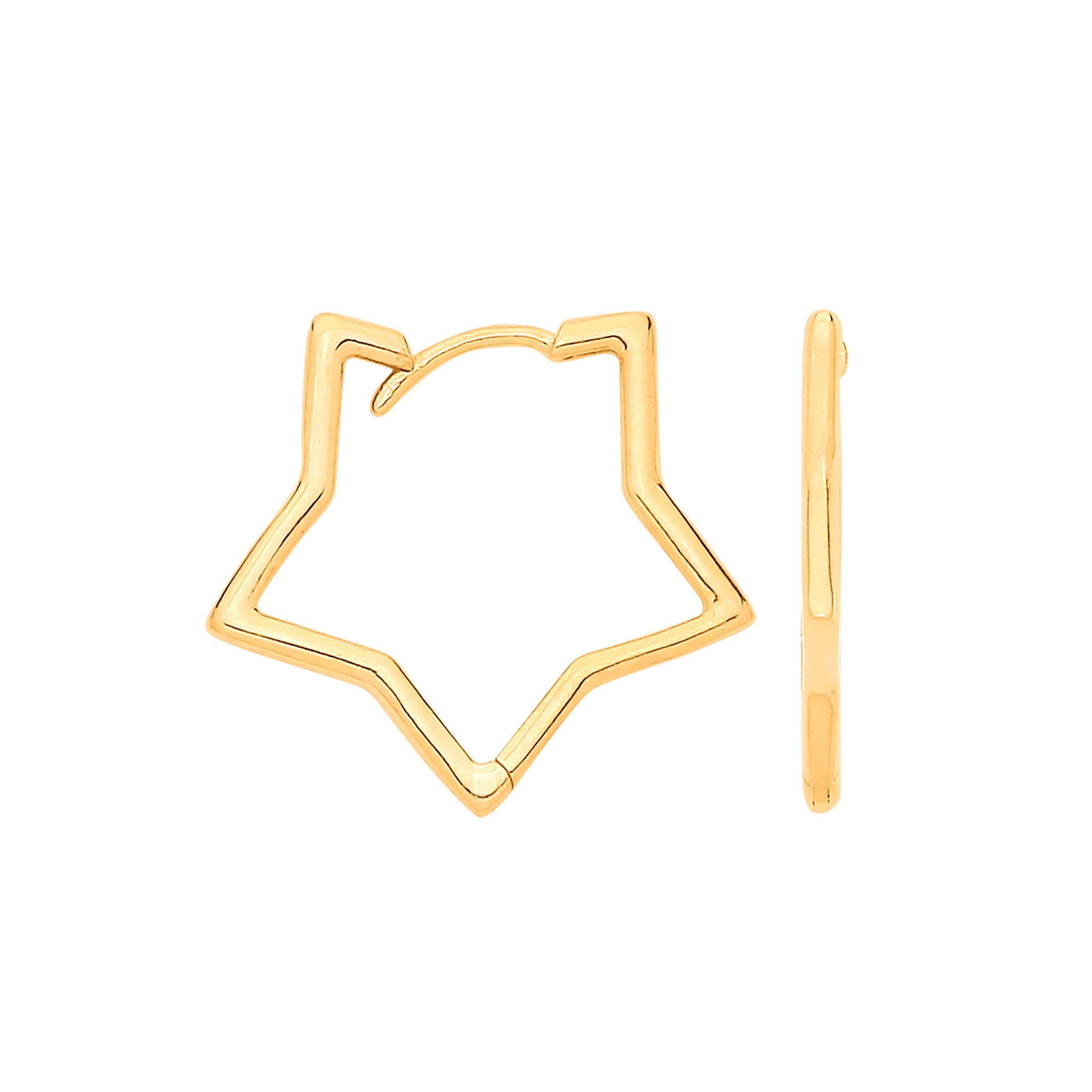 9ct Yellow Gold Small Star Shaped Plain Huggies