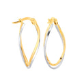 9ct Yellow Gold Two Colour Twist Oval Hoops