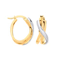 9ct Yellow Gold Two Toned Double Tube Oval Hoops