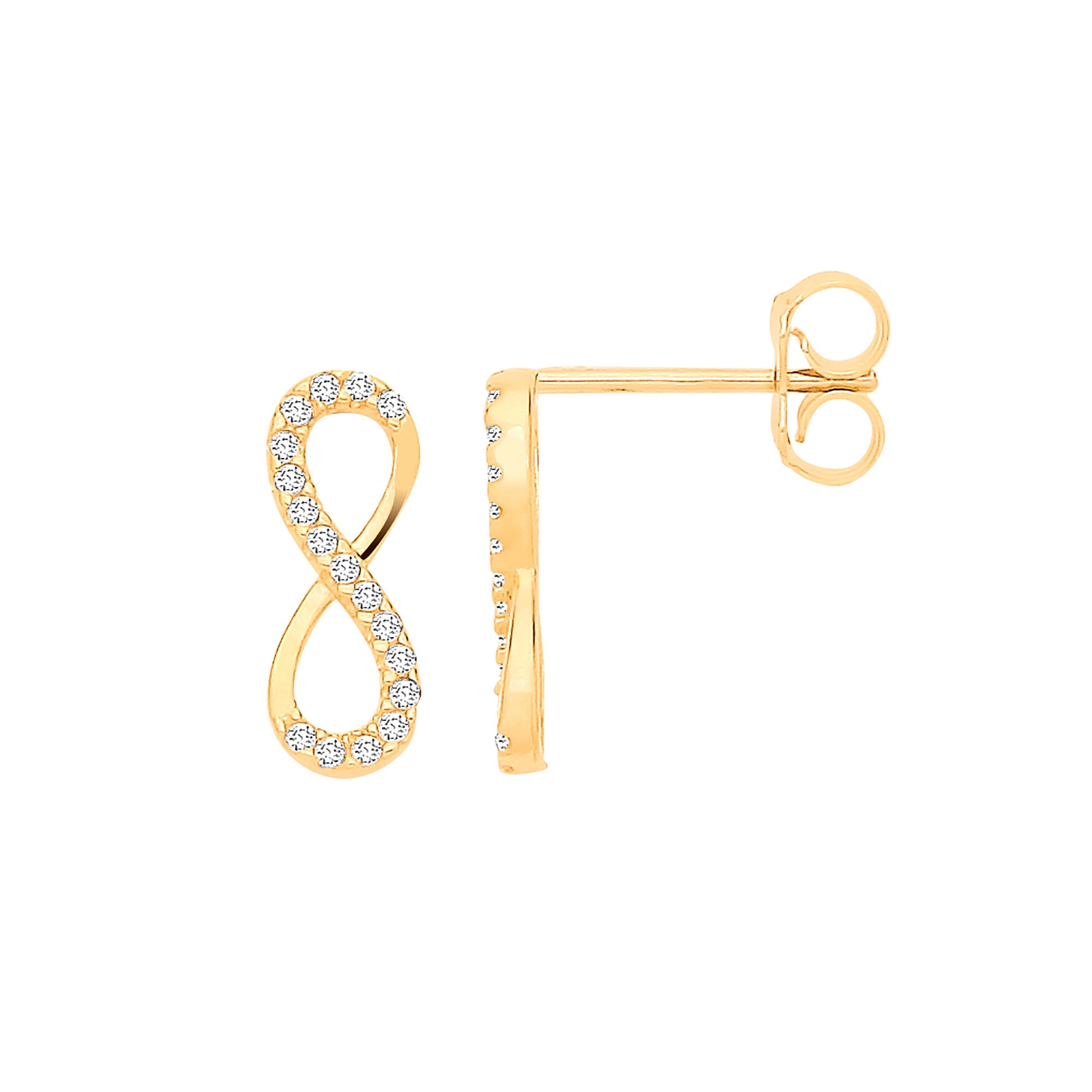 9ct Yellow Gold Infinity Cubic Zirconias Earrings