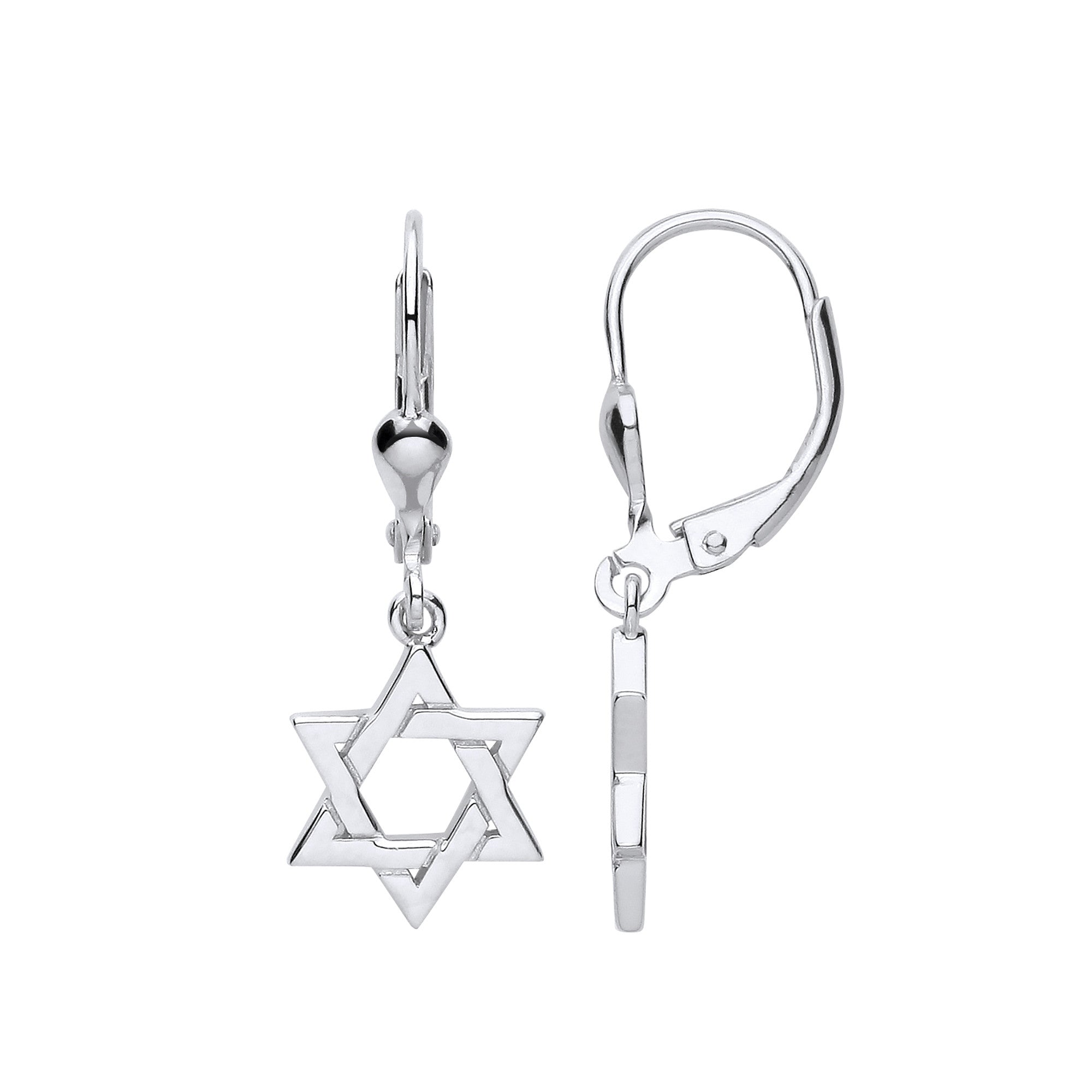 Sterling Silver Star of David Drop Earrings