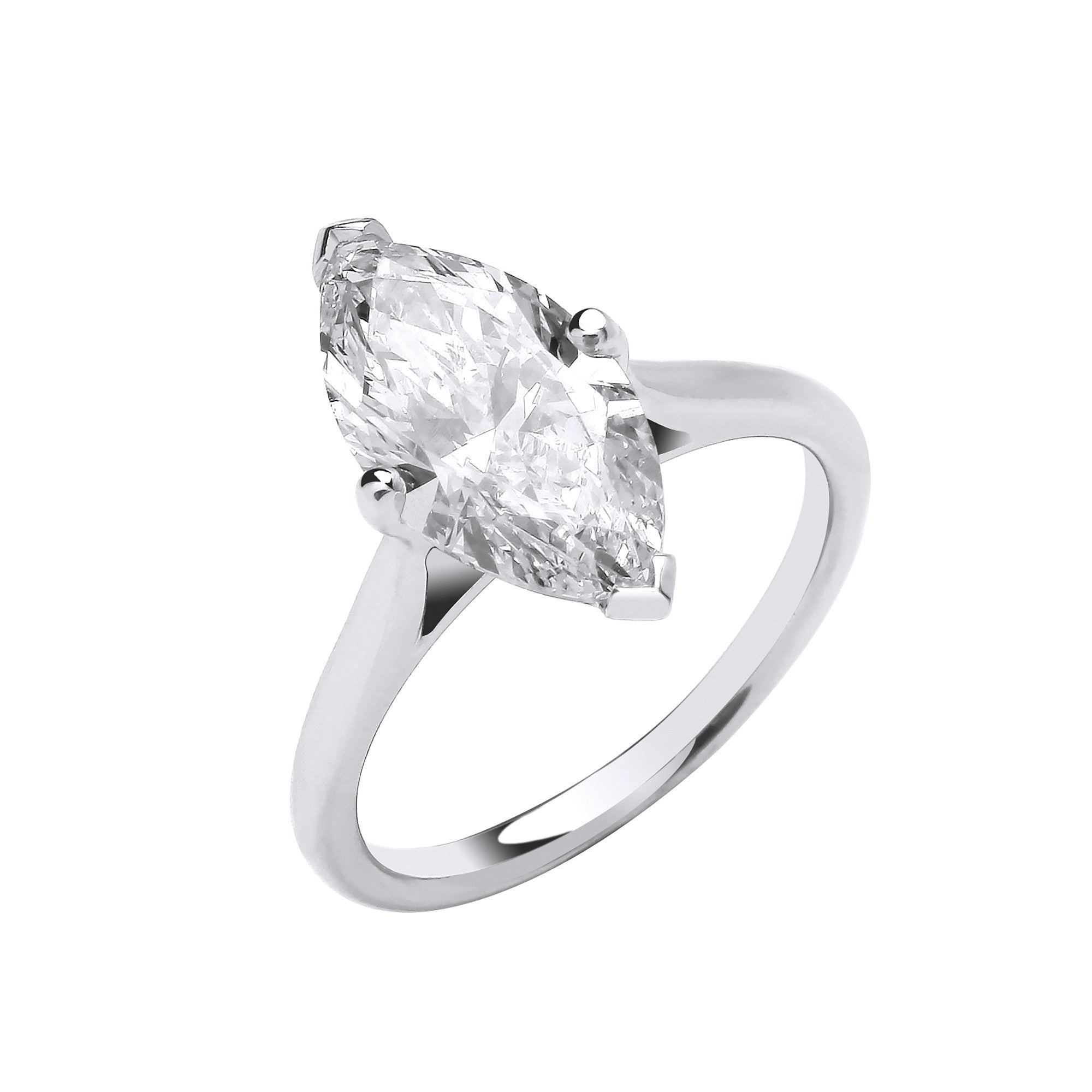 18ct White Gold 3.00ctw Marquise Cut Lab Grown Diamond Ring IGI Cert