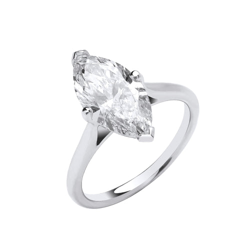18ct White Gold 3.00ctw Marquise Cut Lab Grown Diamond Ring IGI Cert