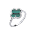 Sterling Silver Green Four Leaf Clover Ring