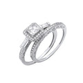 Sterling Silver Bridal Set Princess Cut & Baguette Cubic Zirconias Half Eternity Ring