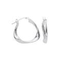 Sterling Silver Triangle 21mm Twisted Hoop Earrings