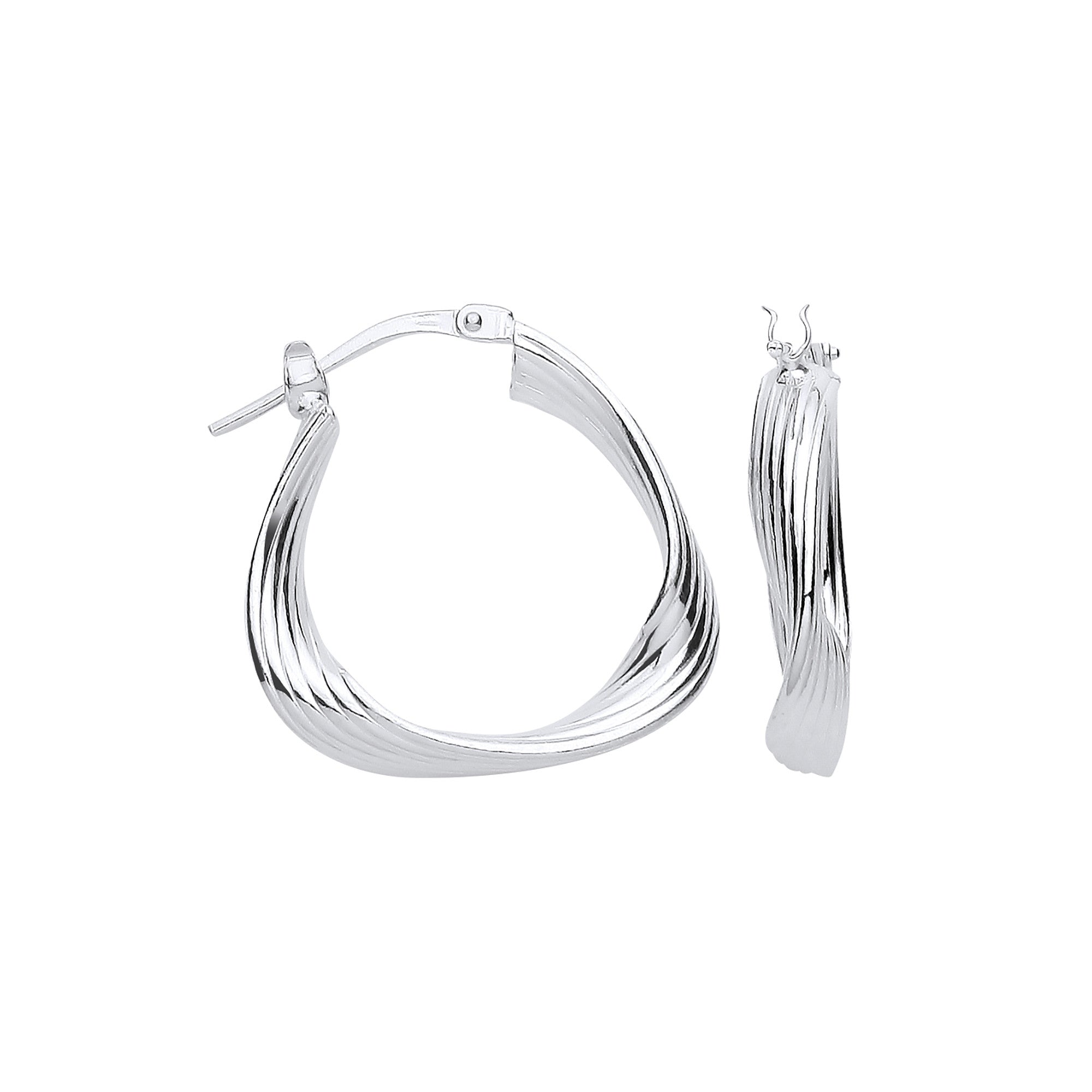 Sterling Silver Triangle 21mm Twisted Hoop Earrings