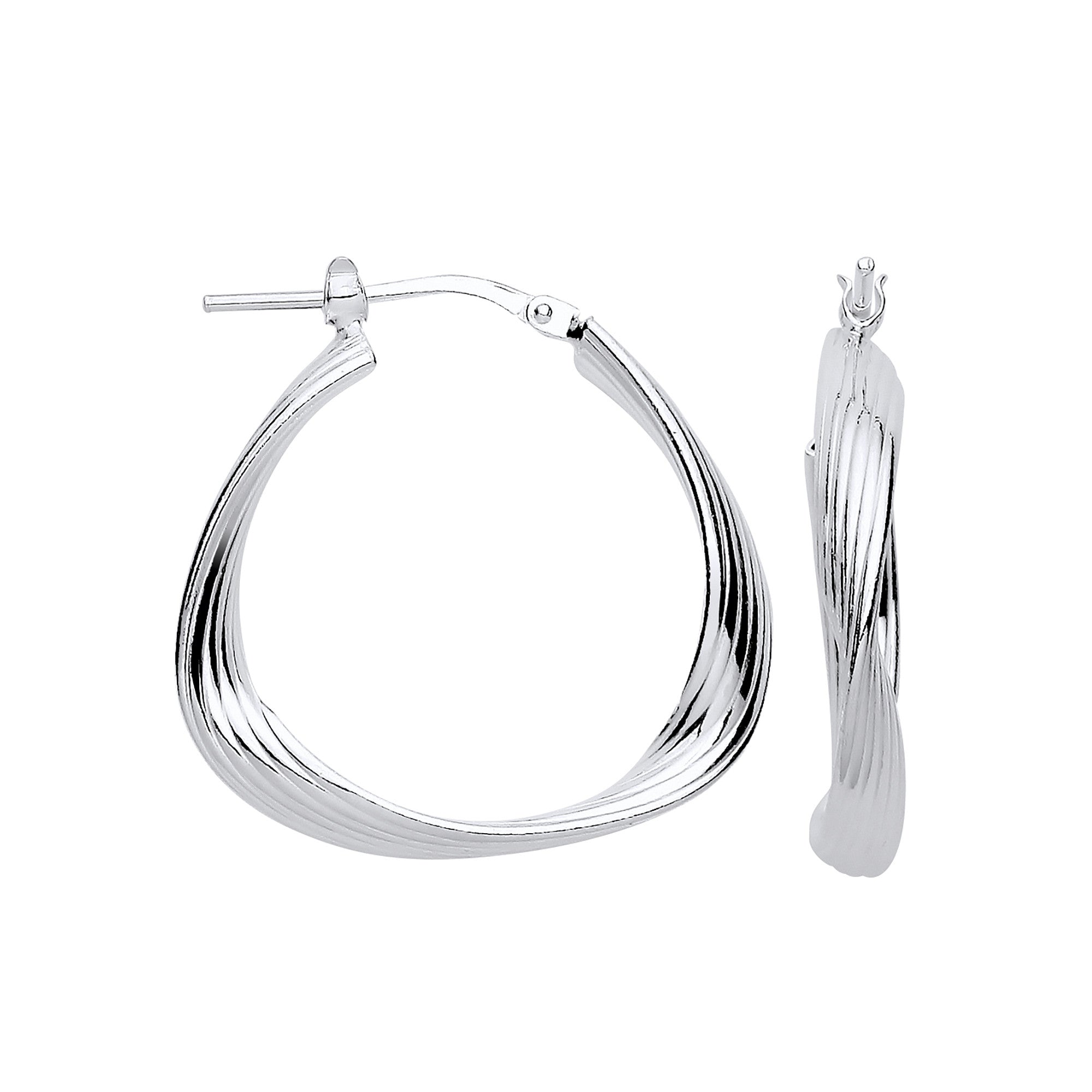Sterling Silver Triangle 26mm Twisted Hoop Earrings