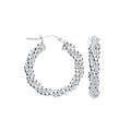 Sterling Silver 22mm Beaded Hoop Earrings