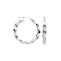 Sterling Silver Greek Key Twist Hoop 32mm Earrings