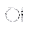 Sterling Silver Greek Key Twist Hoop 37mm Earrings