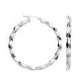 Sterling Silver Greek Key Twist Hoop 48mm Earrings