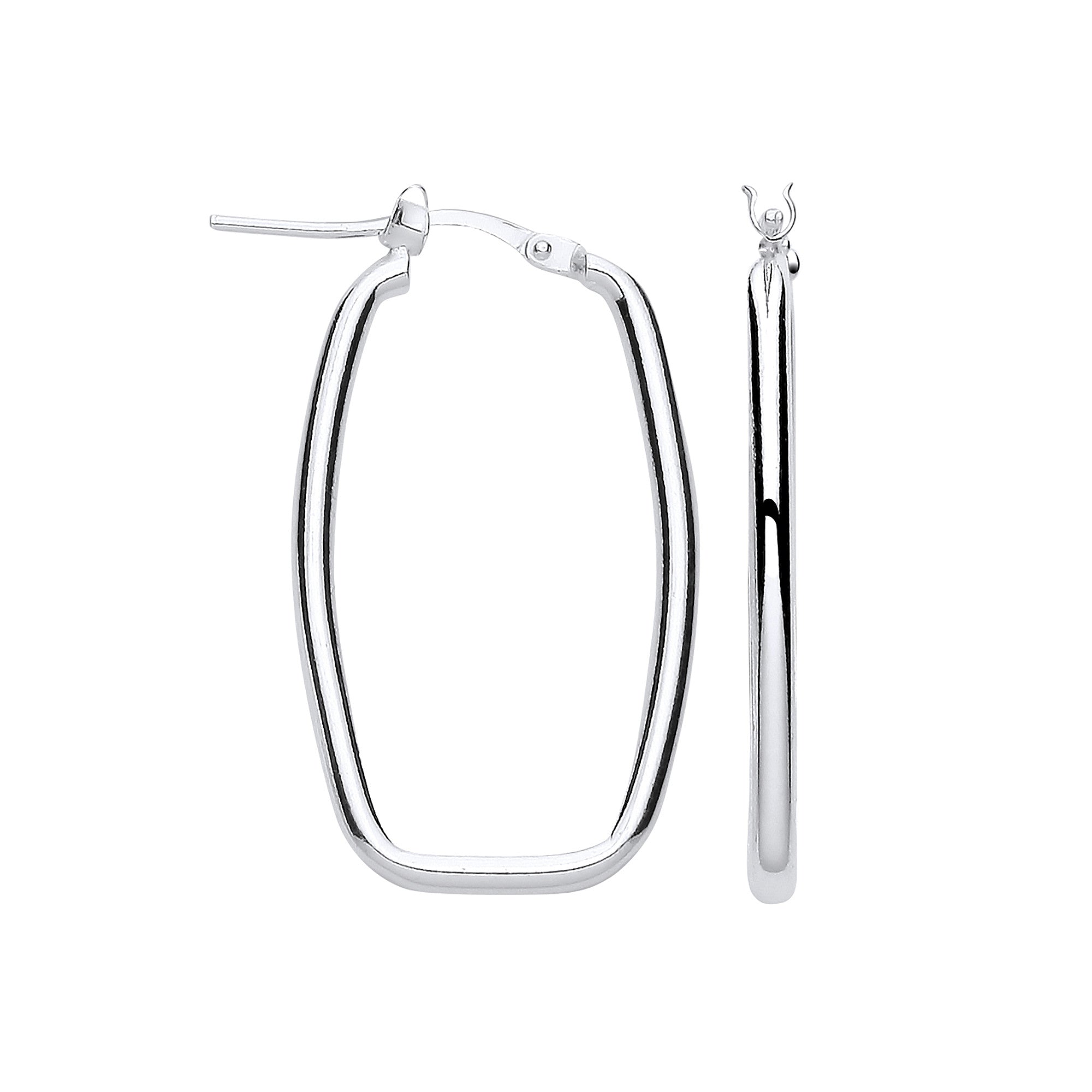 Sterling Silver Rectangular Creole Earrings
