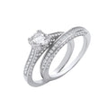 Sterling Silver Bridal Set & Shoulder Cubic Zirconias Half Eternity Ring