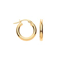 9ct Yellow Gold 15mm Plain Tube Hoop Earrings