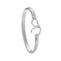 Sterling Silver Hearts Hook, Ribbed Ladies Bangle