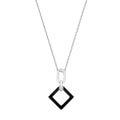 Sterling Silver Square Black Enamel Pendant Chain