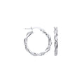 Sterling Silver Diamond Cut & Plain Twist Hoop Earrings
