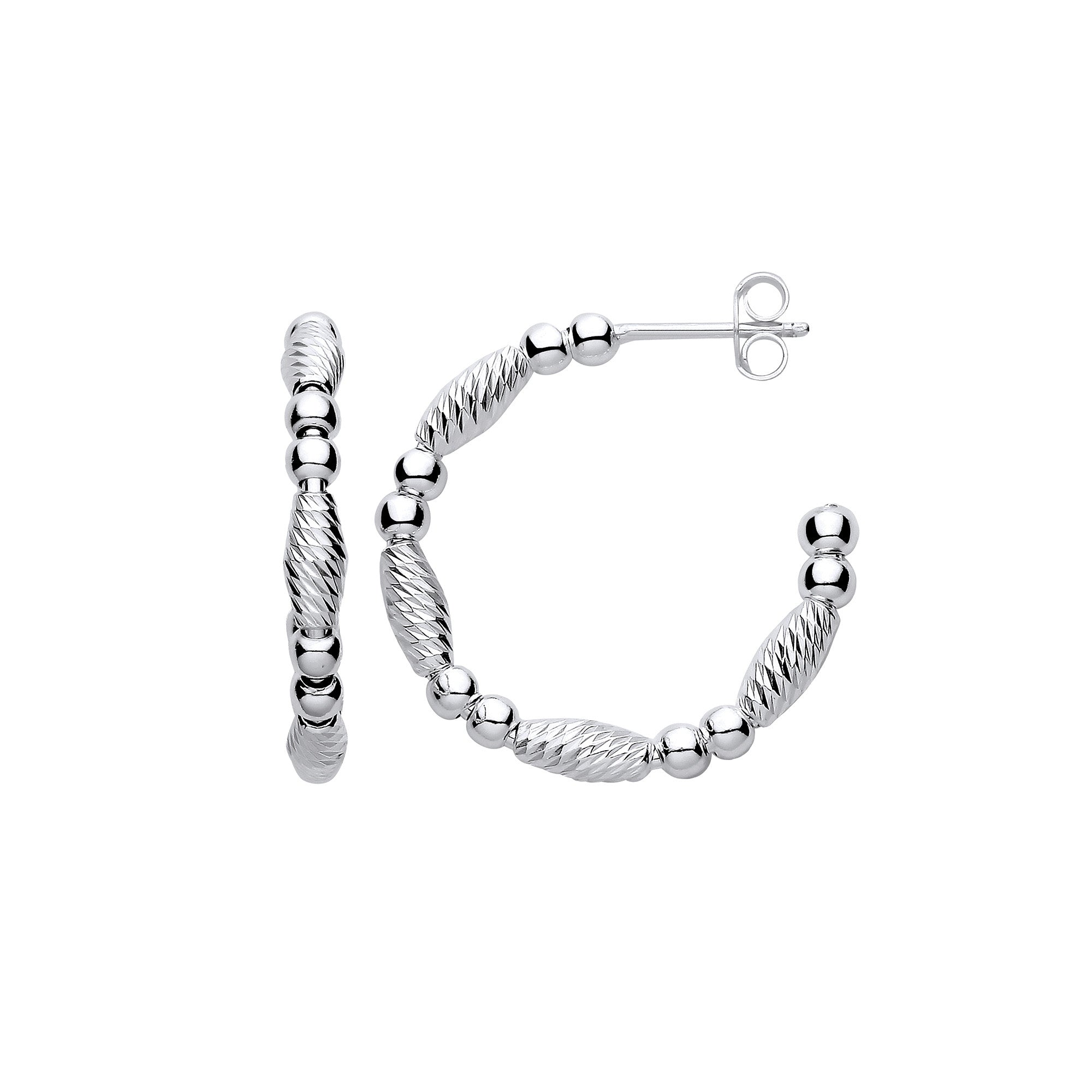 Sterling Silver Beads and Twist Hoop Earrings