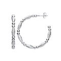 Sterling Silver Beads and Twist Medium Hoop Earrings