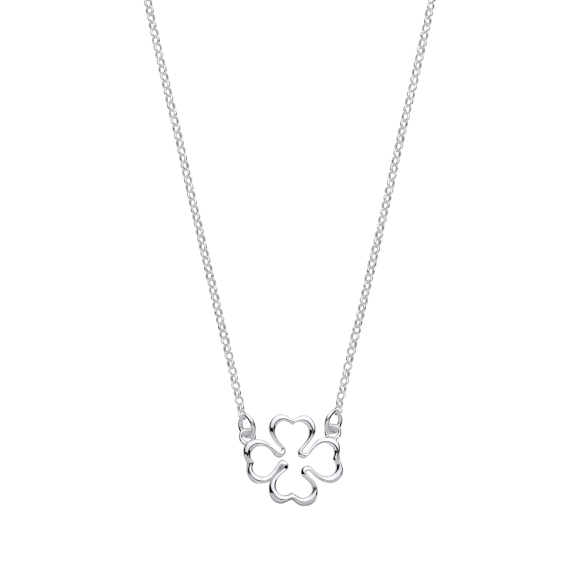 Sterling Silver Four Leaf Clover Pendant Chain