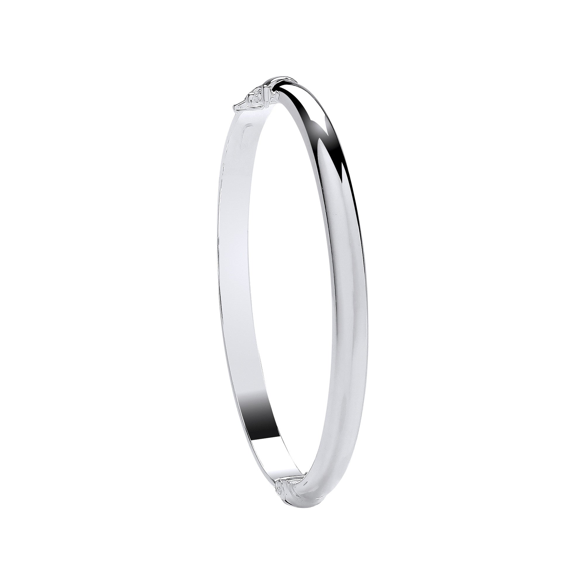 Sterling Silver Plain Oval D-Shape 5.9mm Ladies Bangle