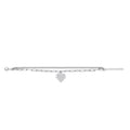 Sterling Silver Curb & Paper Clip Chain with Cubic Zirconia Heart Bracelet