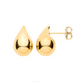 9ct Yellow Gold Medium Teardrop Plain Studs