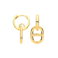 9ct Yellow Gold Oval Marine Plain Huggies