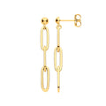 9ct Yellow Gold Paper Clip Plain Drop Earrings