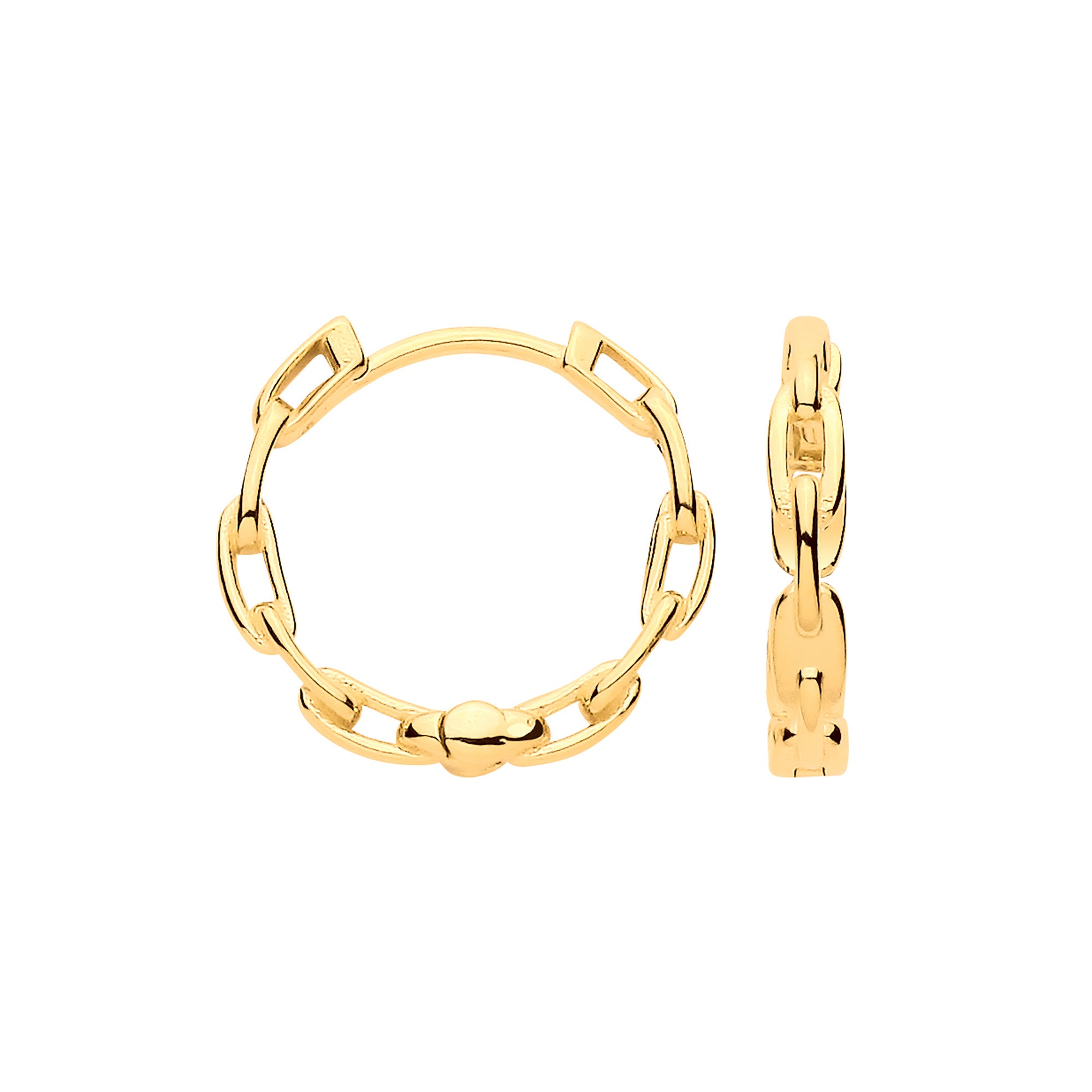 9ct Yellow Gold Paper Clip Plain Huggies