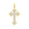 9ct Yellow, White Gold Vintage Orthodox Diamond Cut Cross