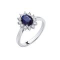 Sterling Silver Blue Oval Cubic Zirconia Halo Ring