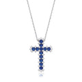 Blue & Clear Cubic Zirconia Cross with Chain