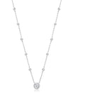 Sterling Silver 10 Rubover Cubic Zirconias with Halo Cubic Zirconia Pendant Necklace