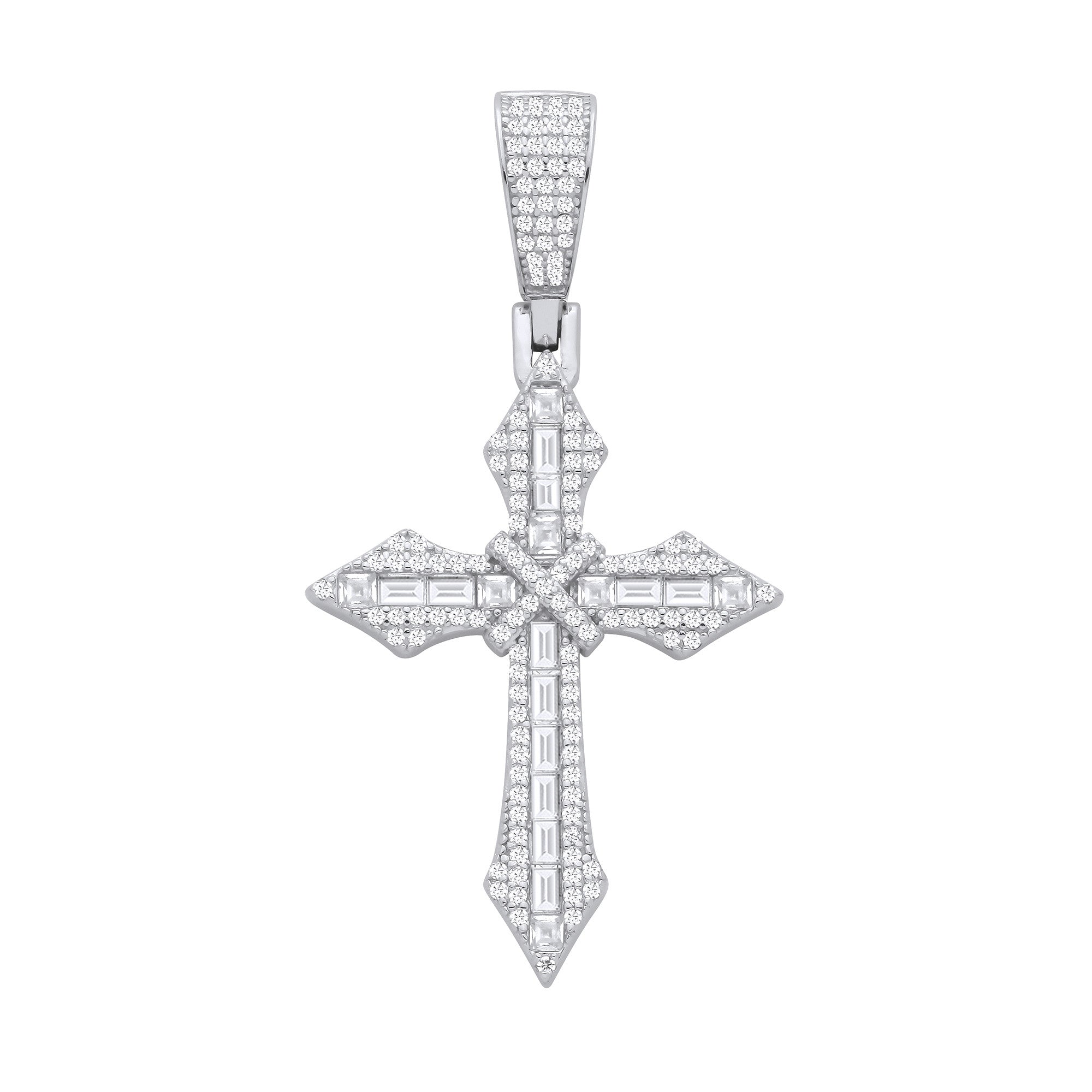 Sterling Silver Cubic Zirconias Pointed Cross