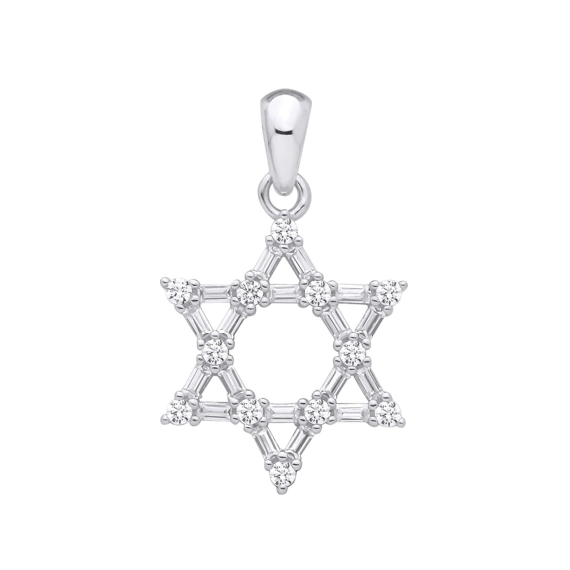 Sterling Silver Cubic Zirconias Star of David Pendant