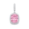 Sterling Silver Pink Cushion cut Cubic Zirconia Pendant