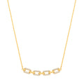 Sterling Silver 18ct Yellow Gold Plated Necklace with Cubic Zirconia Paper Clip Pendant