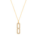 Sterling Silver 18ct Yellow Gold Plated Necklace with Cubic Zirconia Paper Clip Drop Pendant