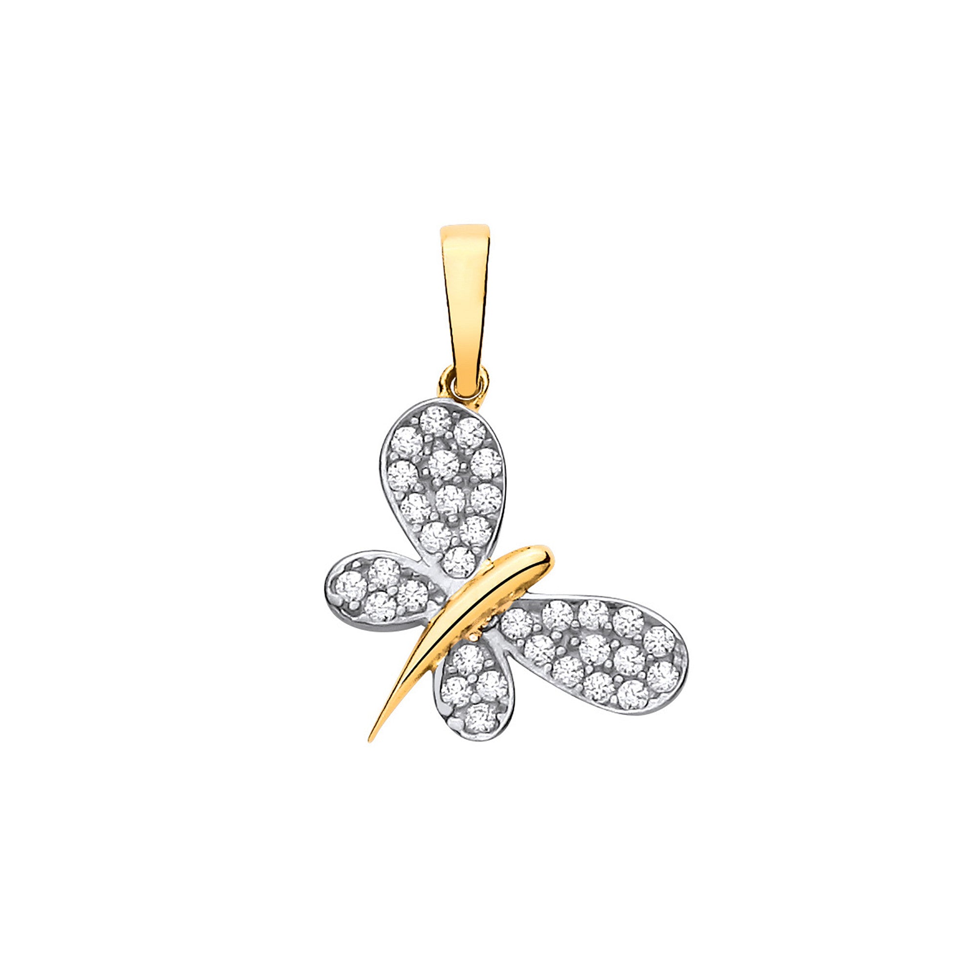 9ct Yellow Gold Butterfly Cubic Zirconia Pendant