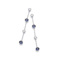 Sterling Silver Rubover Clear & Blue Cubic Zirconia's Drop Earrings
