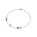 Sterling Silver Rubover Blue & Clear Cubic Zirconia's Ladies Bracelet